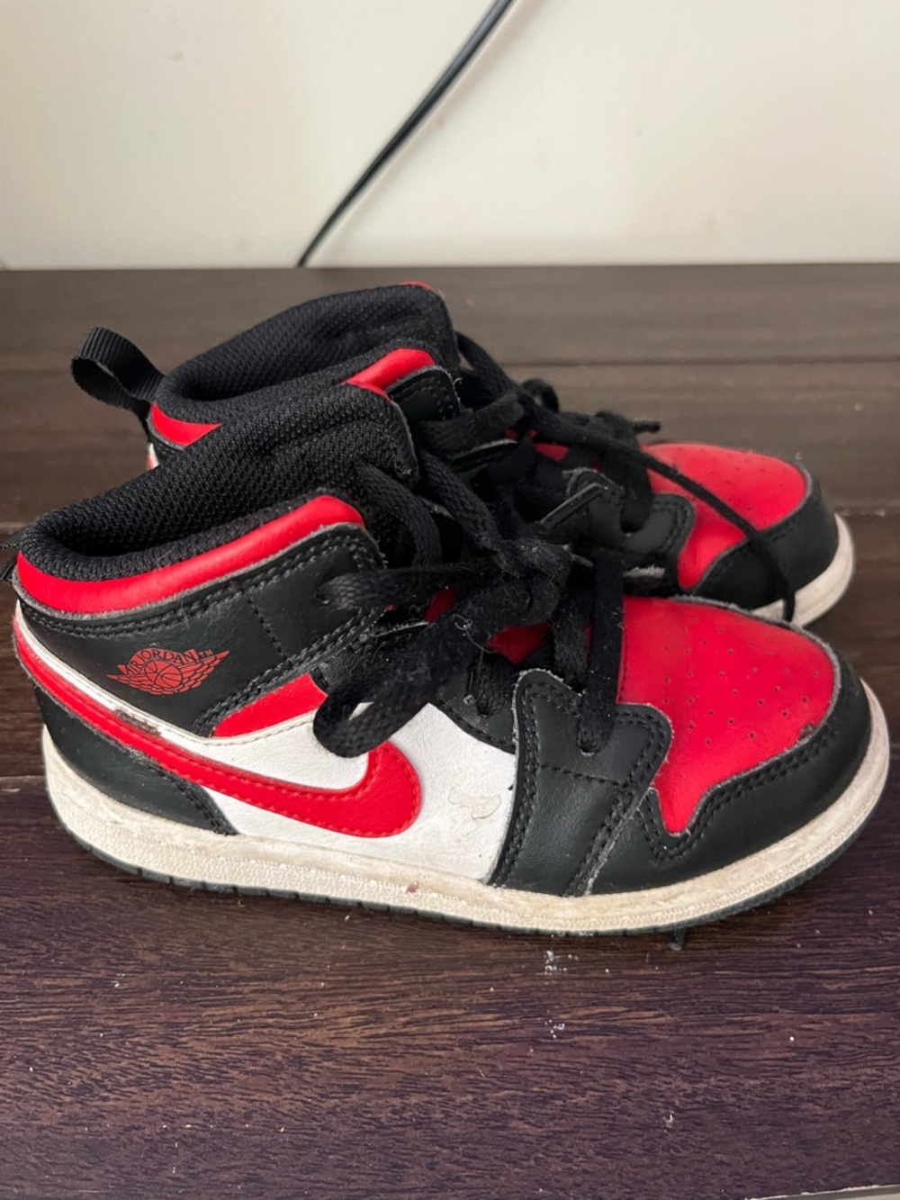 Jordan Kids Black, Red and White High-Top Sneakers